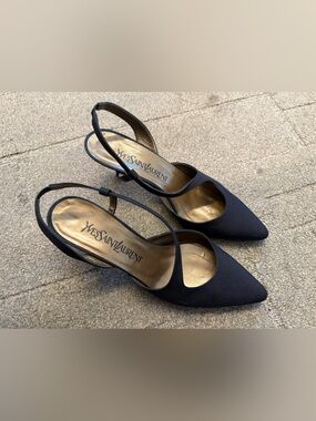 Vintage YSL Tigre crepe pumps (Sz 6.5)
